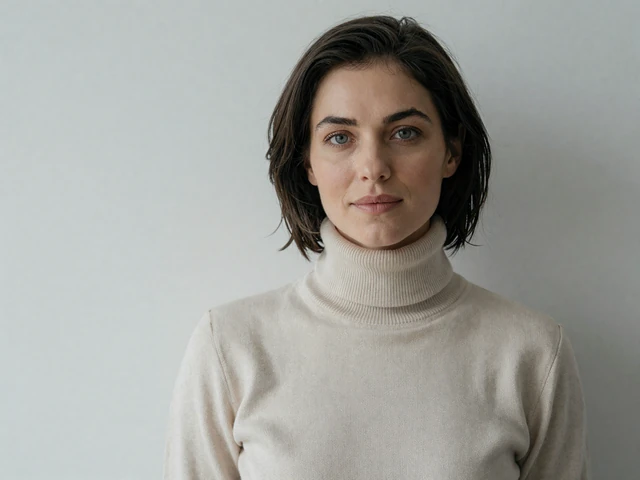 Mara, a 30-year-old SPH chat member, calm studio portrait on a light background